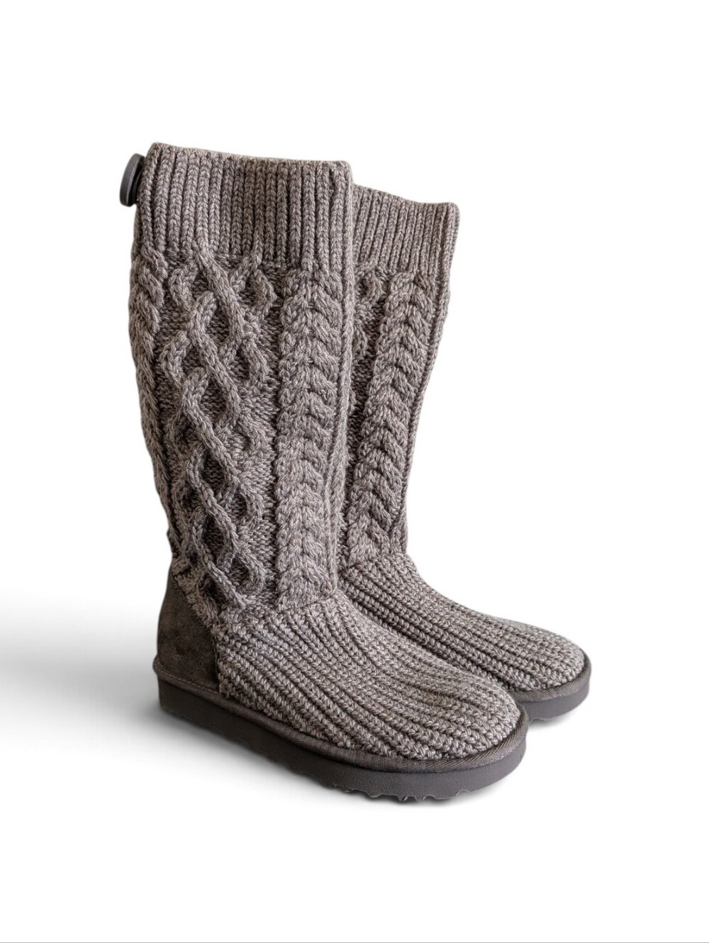 UGG Gray Classic Cardi Cable Knit Boots